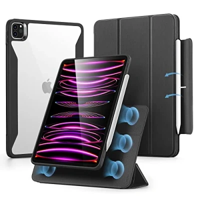 Afbeelding van ESR Hybride hoes voor iPad Pro 12,9 inch (2022/2021), met potloodhouder, inch, afneembare magnetische afdekking, Rebound 360 serie, onverwoestbaar zwart