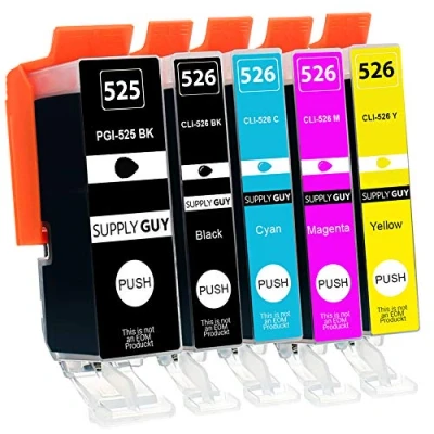 Afbeelding van Supply Guy 5 Inktpatronen met chip compatibel Canon PGI 525 CLI 526 voor Pixma IP4850 IP4950 IX6550 MG5140 MG5150 MG5240 MG5250 MG5300 MG5340 MG5350 MX715 MX885 MX895
