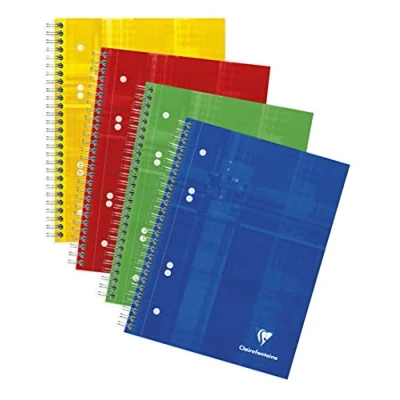 Afbeelding van Clairefontaine 8570C Een spiraalgebonden geperforeerd notitieboek A5+ 16x21 cm 160 pagina&#039;s uitneembare blanco Wit papier van 90 g Cover gelamineerd karton in willekeurige kleur