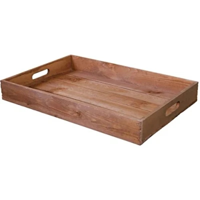 Afbeelding van Dienblad van hout, 60 x 40 8 cm, houten dienblad, ontbijtdienblad, decoratief beddienblad (wit)
