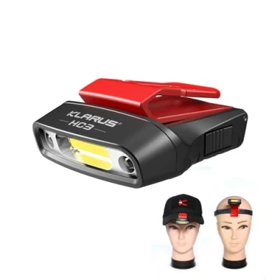 Afbeelding van KLARUS HC3 LED Clip On Cap Light Hoofdlamp, wit en rood licht met sensorbediening, 5 modi dimbaar, voor de jacht, camping, vissen
