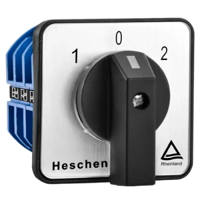 Afbeelding van Heschen Universele roterende nokkenwisselschakelaar, SZW26 63/D303.3, 660V 63A, ON OFF 3 posities, fasen, 12 klemmen, CE
