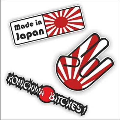 Afbeelding van Folien Zentrum 3 stickerset Made in Japan 15 x 5 cm hand 9 13 Konichiwa 17,5 3,5 hoogwaardige stickers auto tuning OEM &amp; JDM autosticker grappige voor