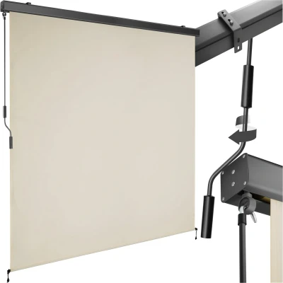 Afbeelding van tectake® Verticale Luifel Eloise 180 x 250 cm Zonwering Rolgordijn Buiten Schaduwdoek Met 2 Wandhouders Handslinger Winddicht Zonnescherm Voor Balkon, Terras, Tuin en Bevestiging aan Muren Beige