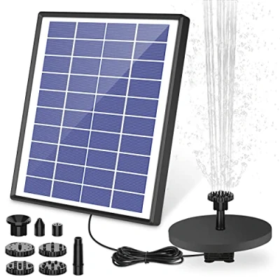 Afbeelding van AISITIN 6.5W zonne energie fontein pomp met 1500mAh batterij waterpomp drijvende fontein, 6 sproeiers, voor vogelbad, vis tank, vijver of tuindecoratie