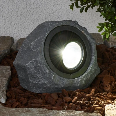 Afbeelding van Lindby solar tuinverlichting 2lichts polyresine, kunststof H: 16 cm grijs, zwart, transparant Inclusief lichtbronnen