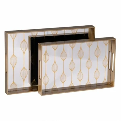 Afbeelding van Snackdienblad Gouden PVC Kristal 45 x 31 4,2 cm (2 Stuks)