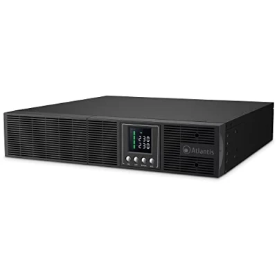 Afbeelding van Atlantis A03 OP1302 RC UPS Online Onbreekbare zuivere sinusgolf 1300 VA 900 W, RACK server, LCD display, USB, serieel RS 232, 8 IEC uitgangen, SNMP sleuf, 2 x 12 V 9 Ah