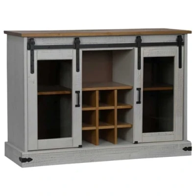 Afbeelding van vidaXL Dressoir HALDEN 2 schuifdeuren 112x40x80 cm massief hout wit