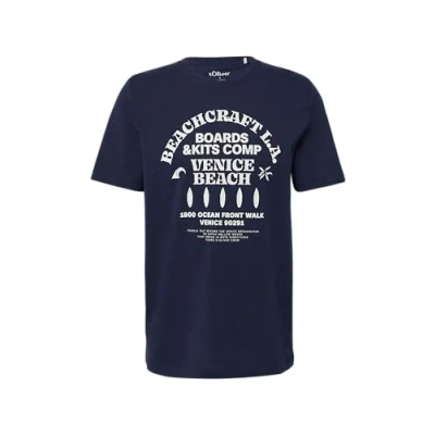 Afbeelding van s.Oliver MIT Crewneck UND Artwork Tshirt print, Heren, Maat: XL, Tiefblau
