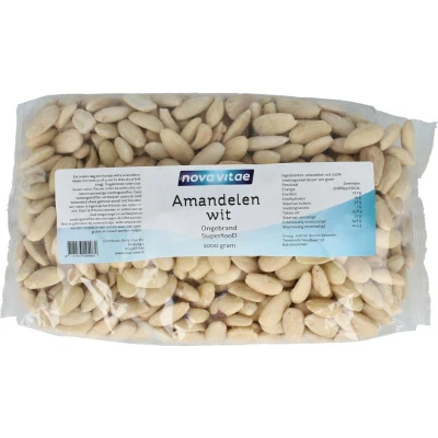 Afbeelding van Nova Vitae Amandelen Wit Ongebrand Raw, 1000 gram