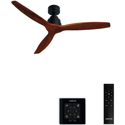 Afbeelding van CREATE Plafondventilator 40W silent Ø132 cm Met Wandregelaar Afstandsbediening 6 Snelheden Timer Zomer/Winter functie Zwart WIND STYLANCE