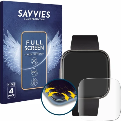 Afbeelding van Savvies Screenprotector voor Fitbit Versa 2 Folie Beschermfolie transparant volledig dekking (4 Stuks)