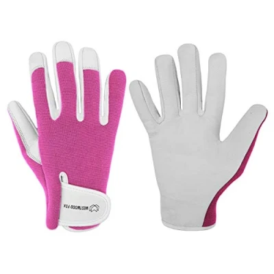 Afbeelding van Westwood fox Tuinhandschoenen van leer, doornbestendig, voor dames en heren, roze