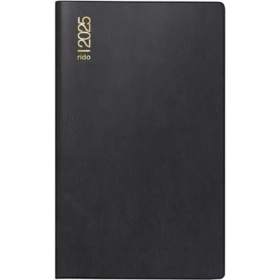 Afbeelding van rido/idé 7046892905 Taschenkalender Modell M Planer (2025) 2 Seiten = 1 Monat A6 32 Kunststoff Einband schwarz