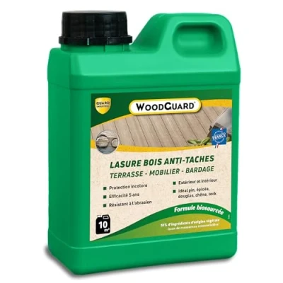 Afbeelding van WoodGuard impregnering van hout, vuilafstotend, beschermt 5 jaar, voor alle ook composiethout, 1 l 10 m²