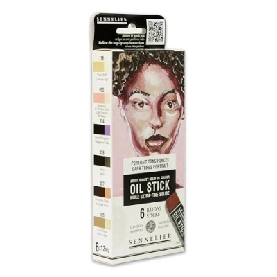 Afbeelding van Sennelier Set van 6 Mini Oil Sticks Donkere kleuren N130116.02