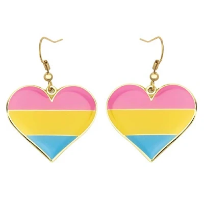Afbeelding van Pansexual Pride Hart Vorm Dangle Oorbellen Homo &amp; Lesbische LGBT Geschenken Regenboog Sieraden, IJzer