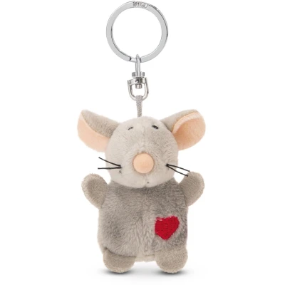 Afbeelding van sleutelhanger muis met hartje 5cm grijs Een trouwe metgezel voor rugzak of tas, jong en oud 62075