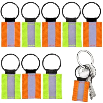 Afbeelding van HSLXBY reflecterende hanger, reflector sleutelhanger, 8 stuks, veiligheidsreflector voor kinderen, schooltassen, kleding, rugzakken, fietsen, wandelen, hardlopen
