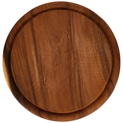 Afbeelding van Kesper 1 stuk vleesbord met sapgoot ontbijtplankje eetbord acaciahout rond 25 cm ø