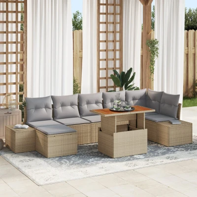 Afbeelding van vidaXL Tuinbank Set van 8 Beige, Grijs