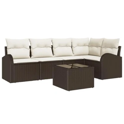 Afbeelding van vidaXL 5 Delige Tuin Sofa Set met Kussens Grijs Poly Rattan