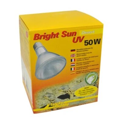 Afbeelding van Lucky Reptile Bright Sun UV Desert 50 W Metalldampflampe voor E27 fittingen Terrarium lamp met daglichtspectrum warmtelamp UVA &amp; UVB straling woestijnreptielen
