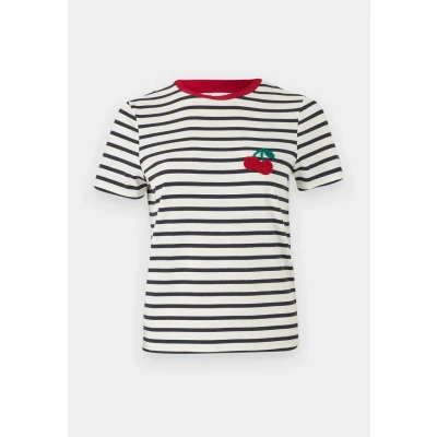 Afbeelding van ONLY Onlheart LIFE TEE Tshirt print, Dames, Maat: XS, Cloud dancer/night sky/red cherry
