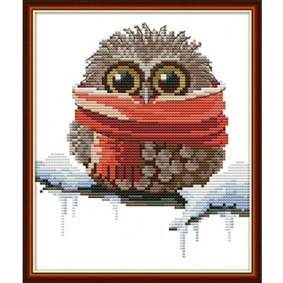 Afbeelding van Kruissteek kits, Awesocrafts Uil Sjaal Leuke Kerst Winter Gemakkelijk Patronen Kruissteken Borduurwerk Kit Levert Kerstcadeaus, Geteld (Uil, Geteld)