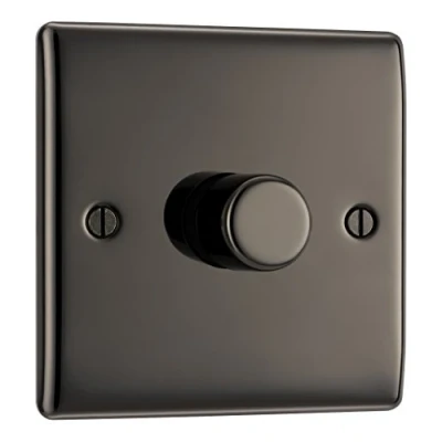 Afbeelding van BG Electrical Individuele dimmer, zwart, nikkel, 2 wegs, 400 Watt