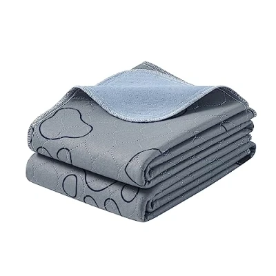 Afbeelding van Feandrea PTD036G01 Puppy onderlegger, wasbaar, herbruikbare matten voor honden, 122 x 91 cm, L, hondentoilet, lekvrij, antislip, superabsorberende mat katten, konijnen, grijs