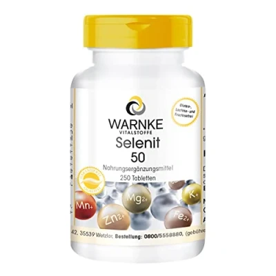 Afbeelding van selenium tabletten 50µg per tablet veganistisch natriumseleniet gistvrij 250 bulkverpakking Warnke Vitalstoffe Duitse apothekerskwalitei