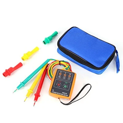 Afbeelding van Draaiveldmeetapparaat 3 fasen SM 852B 60 V 600 AC fasevolgorde draairichting display tester met LED en zoemer fase