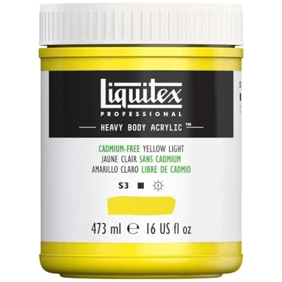 Afbeelding van Liquitex 4412889 Professional Heavy Body acrylverf in kunstenaarskwaliteit met uitstekende lichtechtheid en boterachtige consistentie, 473ml Pot, Cadmium Free Yellow Light