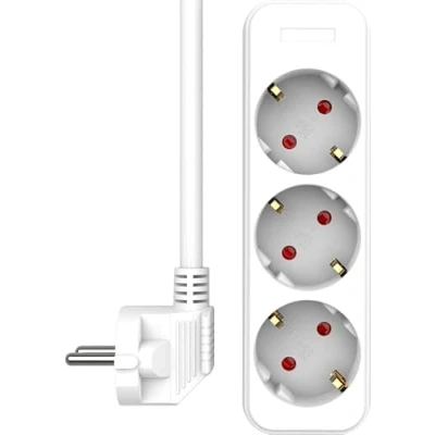 Afbeelding van ELRO ES103 meervoudige stekkerdoos, 3 voudig, 1,5 m kabel, kinderbeveiliging, 3680 W, TÜV, wit