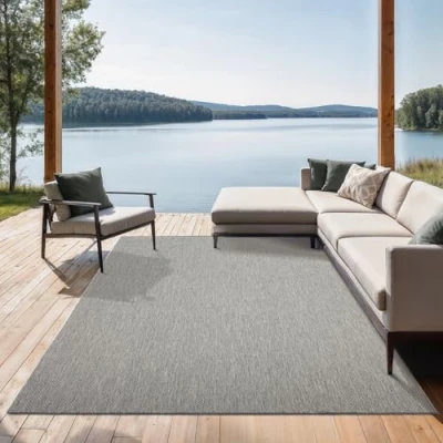Afbeelding van the carpet Mistra robuust buitentapijt, modern, weerbestendig &amp; UV bestendig, voor balkon, terras en serre Maar ook geschikt de keuken, plat geweven, 160x220