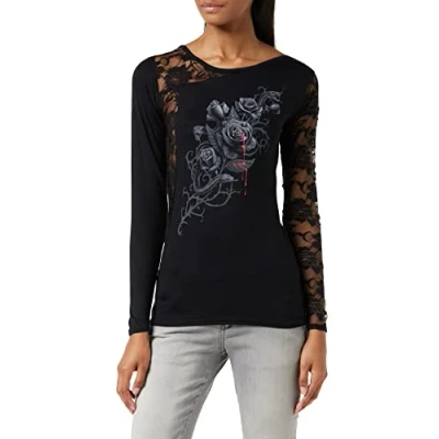 Afbeelding van Spiral Fatal Attraction Shirt met lange mouwen zwart XL 95% viscose, 5% elastaan Everyday Goth