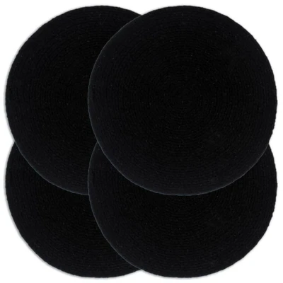 Afbeelding van Placemats 4 st rond 38 cm katoen effen zwart