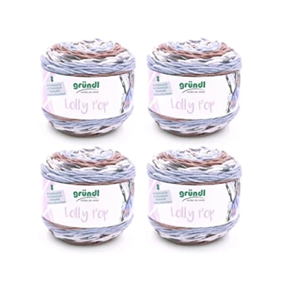 Afbeelding van Gründl Lolly Pop haak en breigaren (wollachtig wasbaar universeel garen 100% polyacryl, 150 g / 240 m, naalddikte: 5 6, 4 x g), cappuccino tin wit kleur