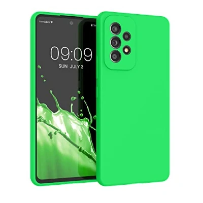 Afbeelding van kwmobile telefoonhoesje geschikt voor Samsung Galaxy A53 5G Hoesje met siliconen coating Smartphone case in neon groen