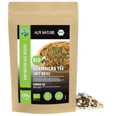 Afbeelding van Alpi Nature Bio genmaicha Tee (200G) Japanse thee groene met geroosterde rijst van gecontroleerde biologische teelt gesneden