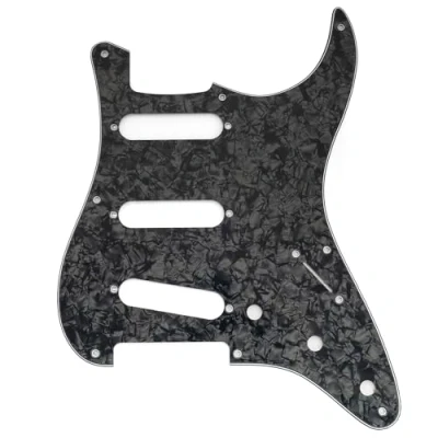 Afbeelding van Musiclily Pro gaats ST Slagplaat Gitaar SSS Pickguard voor 2008 2019 China Squier Classic Vibe SQ CV 50s Reissue Vintage Strat stijl Elektrische Gitaar, 4 laags Black Pearl