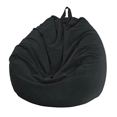 Afbeelding van Chickwin Peer Zitzak, Corduroy Peren Fauteuil zonder Vulling voor Buiten en Binnen Ontspanning, Loungestoel, Slaapkamer Kussen (Zwart, 85x110cm)