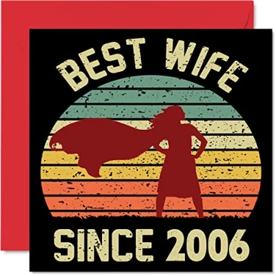 Afbeelding van 18e verjaardagskaart voor vrouw van echtgenoot Beste sinds 2006 I Love You Gifts, Happy huwelijksverjaardag kaarten partner, 145 mm x wenskaarten achttiende jubilea