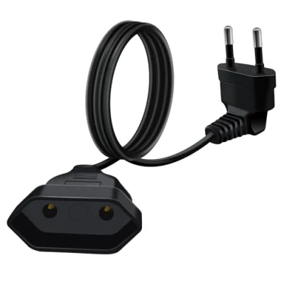 Afbeelding van HuaLiSiJi Euro Verlengkabel 2,5A 250V 625W Eurostekker kabel Plat 90 Graden Kort Voor Huishoudelijke, Apparaten TV PC Computer Monitor Enz (Zwart, 3m)
