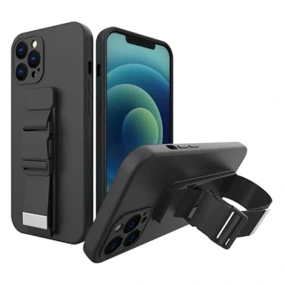 Afbeelding van Touwhoes gelhoes met sleutelkoord ketting handtas Samsung Galaxy A32 5G zwart