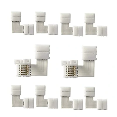 Afbeelding van ENQIMAOYI 10 STKS 6 Pins L Vorm Solderless Connector LED Strip Licht, RGBWW 12 MM Haakse Hoek Verbinding voor SMD 5050 RGBCCT