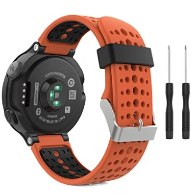 Afbeelding van MoKo Band Compatible with Forerunner 235, Soft Silicone Replacement Watch fit 235/235 Lite/220/230/620/630/735XT Smart ORANGE &amp; BLACK
