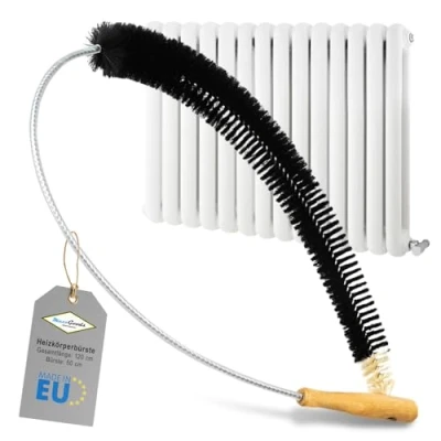 Afbeelding van MaxxGoods Radiatorborstel, 120 cm, verwarmingsborstel met geitenhaar, ideaal voor het reinigen van platte radiatoren